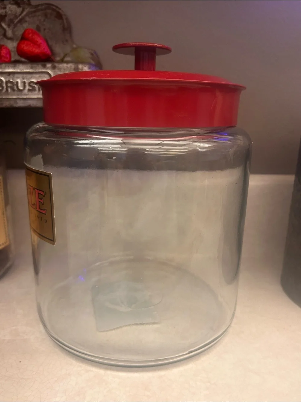 Vtg KOEZE’s Lidded Glass Cashew Nut Jar Counter Top Apothecary Store Display